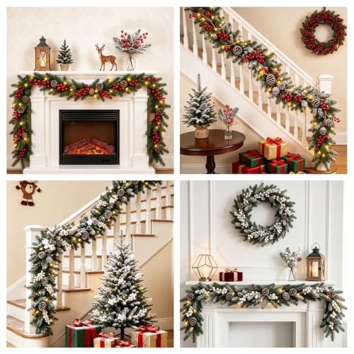 20-Piece Artificial Holly Berry Stems for Holiday Decor - Red & White