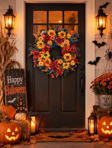 NUPTIO Fall Wreath for Front Door 26 Inch Sunflower Autumn Decor - Variation of THIS listing