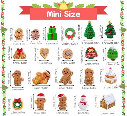 24 Pcs Mini Gingerbread Men Christmas Resin Figurines - Holiday Decor