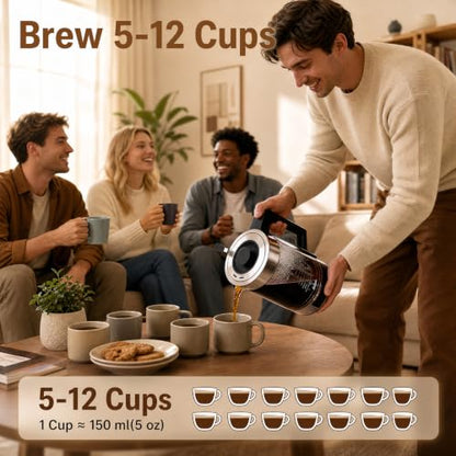12-Cup Electric Coffee Percolator with 3 Brew Strength Settings