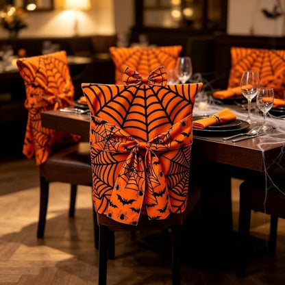 Halloween Skeleton Chair Cover with Bow Tie - Bat-2 Variation