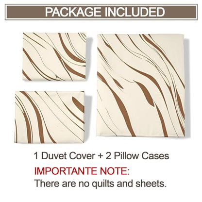 Brown Swirl Queen Comforter Set with Pillow Shams - Beige Marble Bedding