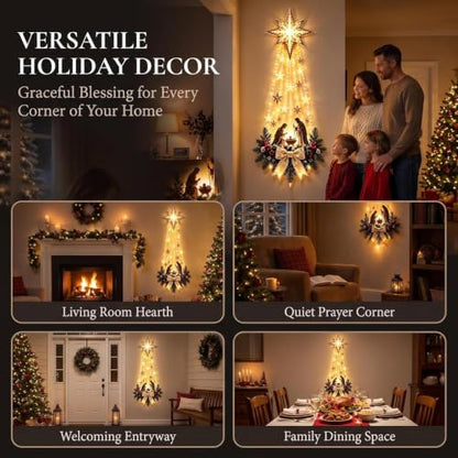 Lighted Nativity Scene Wall Decor - Bethlehem Star Faith & Blessings - Variation 1