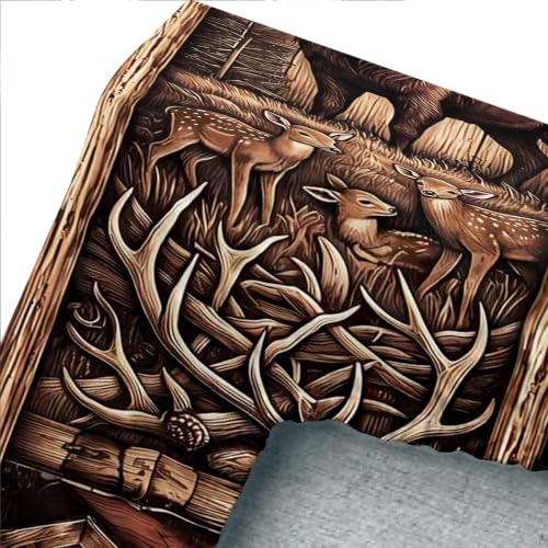 Wildlife Cabin Twin Bedding Set - Microfiber Fitted Sheet & Pillowcases, Black Bear Deer Eagle