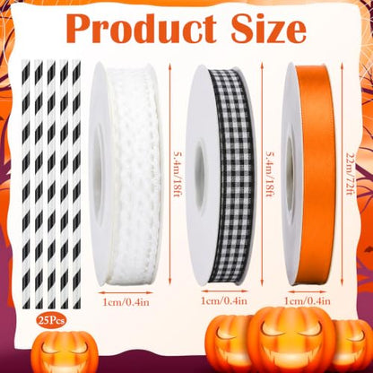 Halloween Plastic Drink Buckets Set with Ribbons and Accessories - 24 Pack
