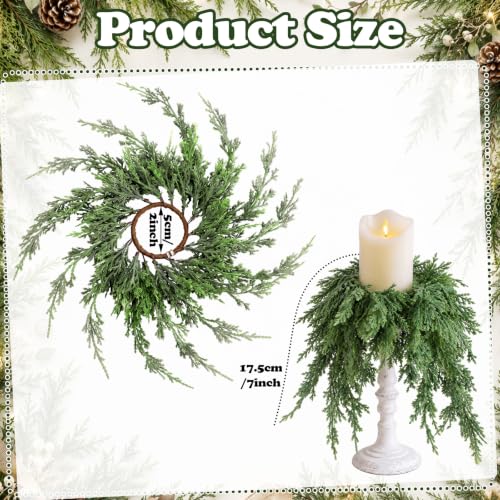 6 Pcs Christmas Pine Draping Candle Rings - 2 Inch Classic Holiday Decor