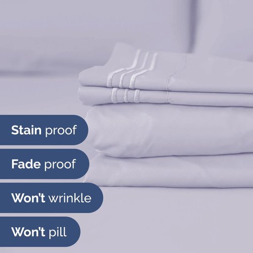 Full XL Bed Sheet - 4 Piece Full XL Bed Sheets Set - Soft, Breathable & Cooling - Hotel Luxury Bedding for Women, Men, Kids, Teens, Boys & Girls - Deep Pockets, Fade & Wrinkle Free - Light Lavender