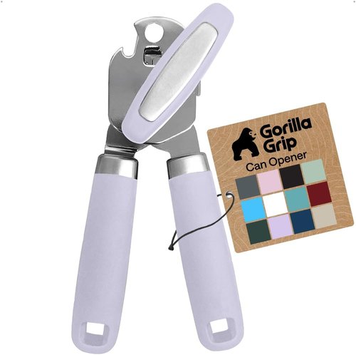 Gorilla Grip Heavy Duty Can Opener - Stainless Steel with Comfortable Handle & Oversized Knob | Lavender