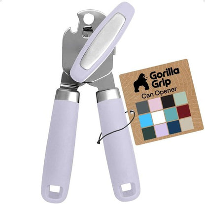 Gorilla Grip Heavy Duty Can Opener - Stainless Steel with Comfortable Handle & Oversized Knob | Lavender
