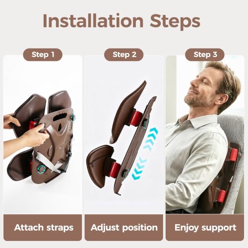 Brown 4-Zone Back Support Cushion for Car & Office Seating
