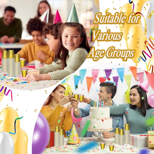 Gold Disposable Shot Glasses 2oz Bulk Party Supplies - 100 Pcs