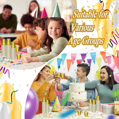 Gold Disposable Shot Glasses 2oz Bulk Party Supplies - 100 Pcs