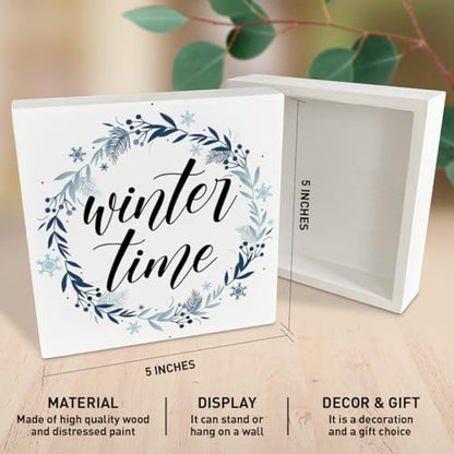 Wooden Snowflake Sign for Christmas Home Decor - Winter Table Display