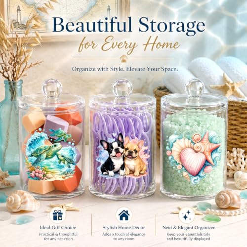 Sunflower Cotton Swab Holder with Lid - Clear Acrylic Apothecary Jar