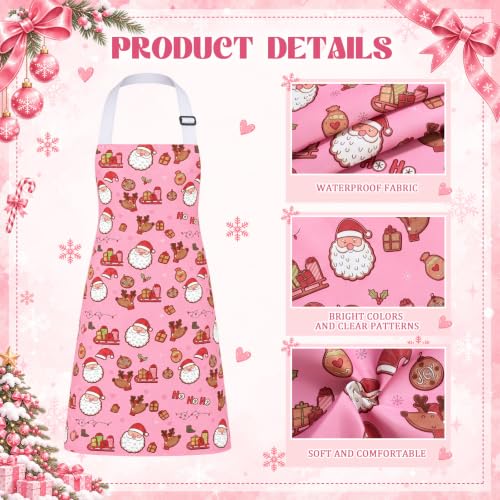 Christmas Apron Bulk Pack for Adults - Cute Pink Style, 12 Pieces