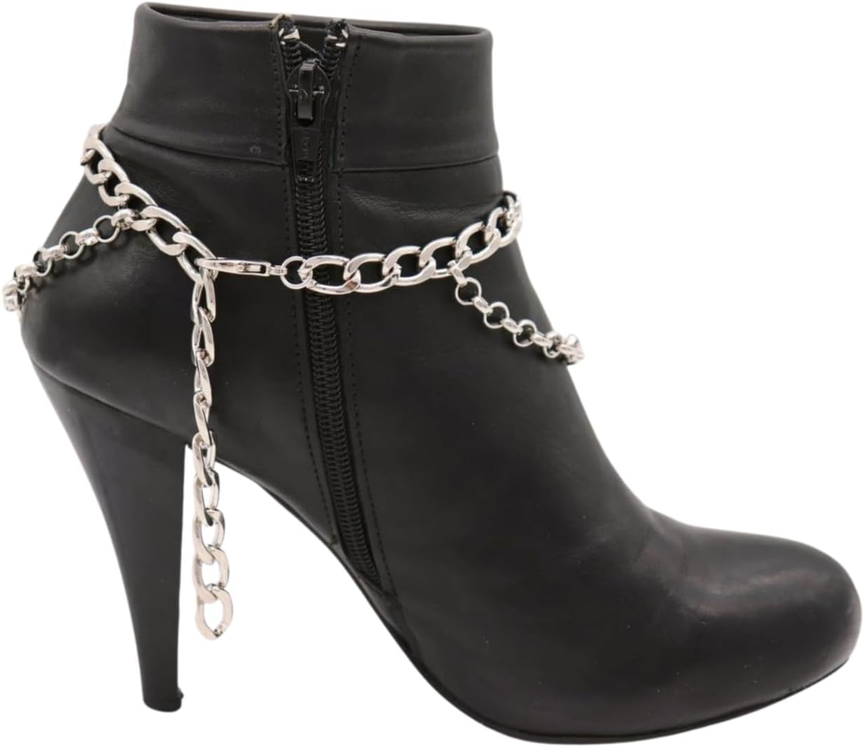 Skiennix Women's Silver Boot Chain Anklet Set - Ethnic Coin & Turquoise Beads, Adjustable 11-15 in