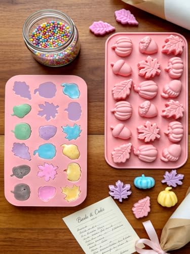 Pumpkin Maple Leaves Silicone Mold - Fall Theme Chocolate, Resin, Cake Decoration, 2 Pieces