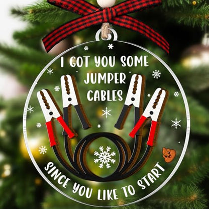 Funny Jumper Cables Ornament 2025 - Sarcastic Christmas Gag Gift - Variation: Cab