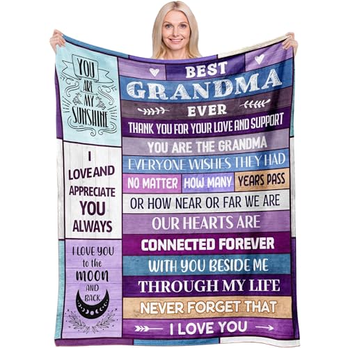 Grandma Blanket 60x80 Flannel Throw Gift for Grandmother from Grandkids Variation of THIS listing