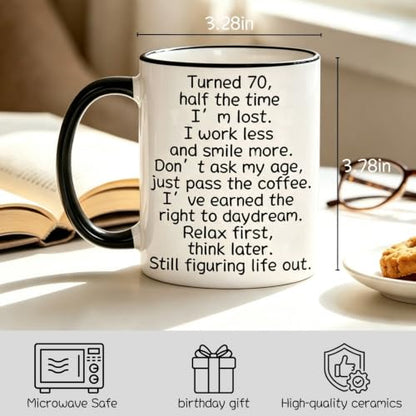 70th Birthday Coffee Mug for Women Men WHITE 70 - Funny 11oz Gift