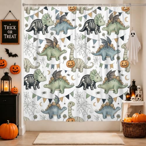 Green Dinosaur Shower Curtain - Halloween Waterproof Fabric 72x72 Inch