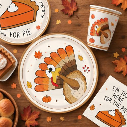 Thanksgiving Party Supplies Kit with Plates, Cups, Napkins, Tablecloth & Banner