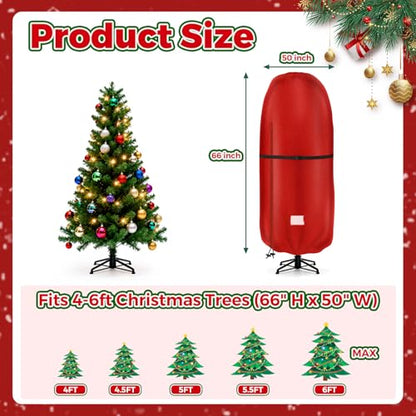 KHAMAL 6 FT Christmas Tree Cover Waterproof & Dustproof Storage Bag - Red