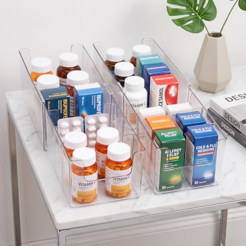 Clear Expandable Medicine Cabinet Organizer 2 Pack with Removable Dividers