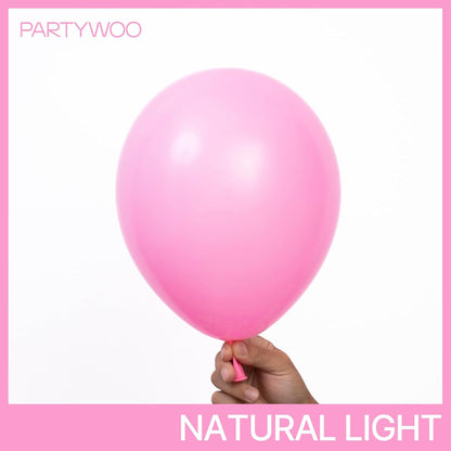 PartyWoo Pink Balloon Arch Kit - 99pcs Matte Pink Balloons in Various Sizes for Baby Showers & Parties