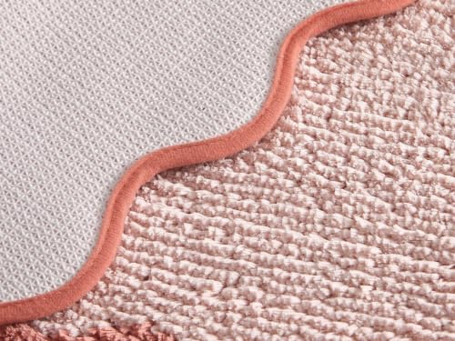 2-Piece Terracotta Scallop Border Rug Set - Kitchen, Bathroom & Entryway Decor