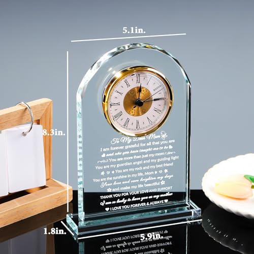Glass Clock Gift for Mom from Daughter Son - Keepsake Present with Love Message - Mom Gifts from Daughter Son - Mothers Day Christmas Valentine's Day - Mom Gifts