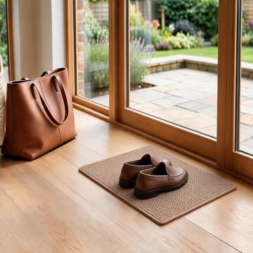Godehone Brown Entryway Doormat - 14.6 x 24 Inches Ultra Thin Low Profile