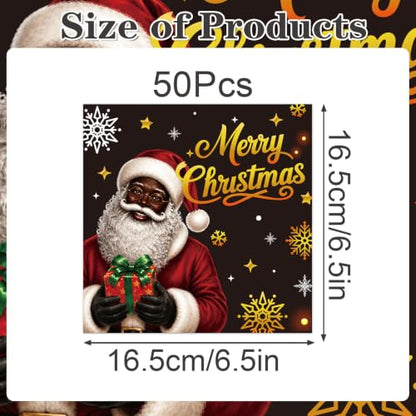 African American Christmas Napkins - 50 Pc Holiday Party Decorations