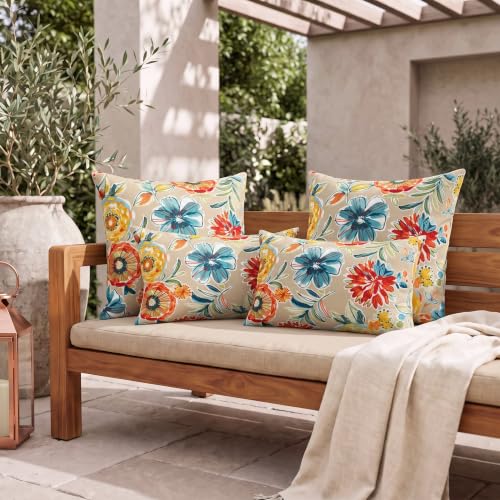 Colsen Sonoma Outdoor 4-Piece Pillow Set Water-Resistant Patio Cushions - 20x12 & 20x20 Variation