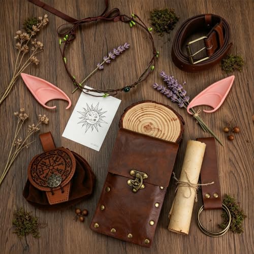 7-Piece Renaissance Costume Accessories Set with Fairy Wreath and Elf Ears