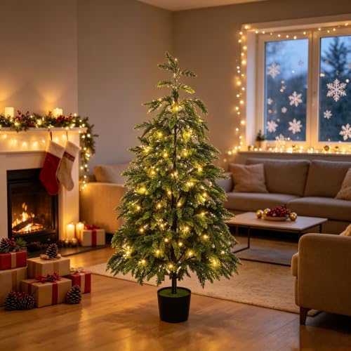 Cedar Christmas Tree with Lights - 4FT Artificial Potted Tree, Outdoor Decor - Variation of THIS listing