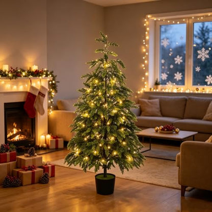 Cedar Christmas Tree with Lights - 4FT Artificial Potted Tree, Outdoor Decor - Variation of THIS listing