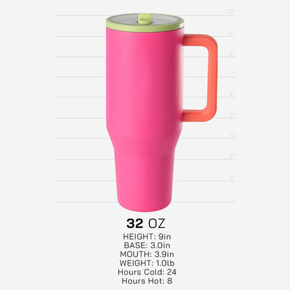 Skiennix 32 oz Insulated Tumbler with Handle & Flip Straw - Leak Resistant, Fits Car Cup Holders | Pink Sugar
