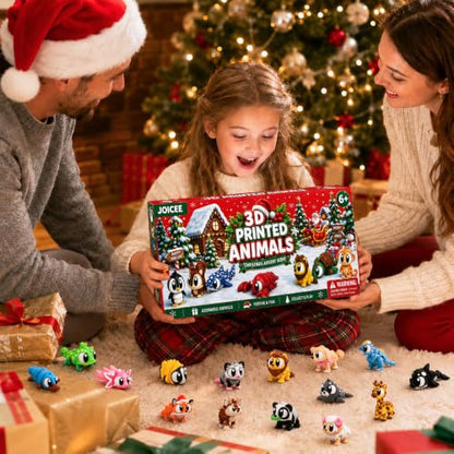 JOICEE 2026 Christmas Advent Calendar with Mini 3D Animal Toys - Red