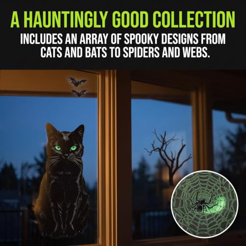 Halloween Black Cat Window Clings - Reusable Static Stickers for Party & Home Decor
