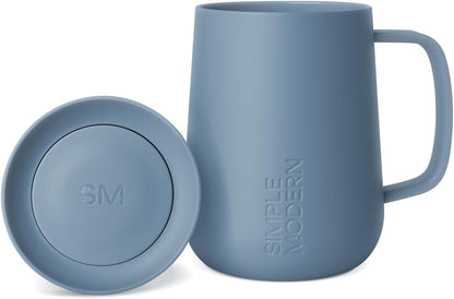 Simple Modern Voyager Signature Mug - Travel Coffee Tumbler with 360° Lid & Handle | 12oz, Blue Dune