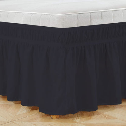 Wrap Around Bed Skirt, Luxurious 100% Egyptian Cotton 800 Thread Count 1 Pcs Bed Skirt, 18" Inch Drop - Twin Size (39" X 75") Inch, Black Solid