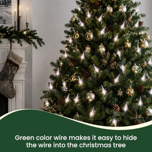 LED Twinkle Flame Tip Christmas Lights - Warm White, 50 Bulbs