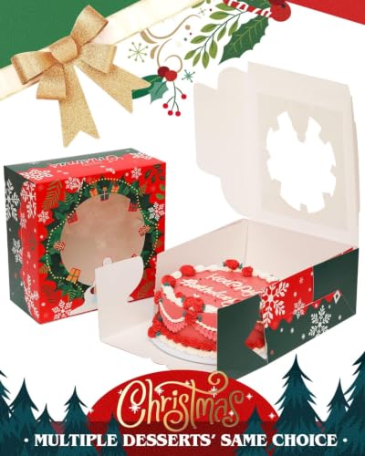 Christmas 10x10x5 Cake Box with Window - 18 Sets, Santa Cake Boards, 10 Inch Containers - Variation of THIS listing