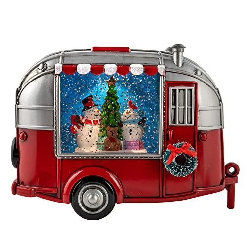 Musical Snowman in Camper Christmas Decoration with Light and Music