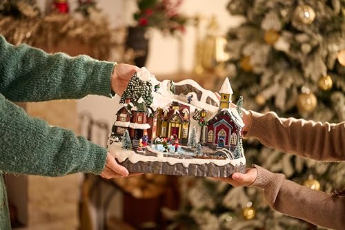Valery Madelyn Christmas Village Sledding Scene - Ski Resort Variation, Lighted Tabletop Decor, 13.3 Inch