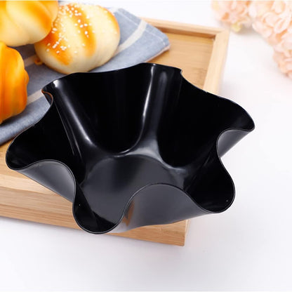 Skiennix Non-Stick Baking Bowls - Tortilla Bowl Maker & Salad Pan Set | Carbon Steel, Black, 2 Pcs