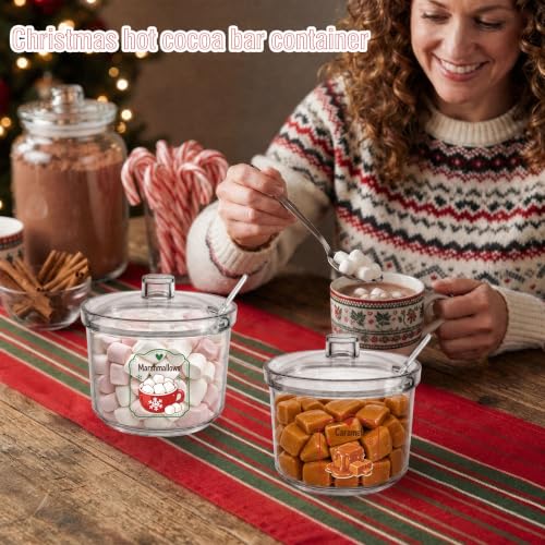 8-Piece Christmas Hot Cocoa Bar Supplies with Candy Dispenser & Labels