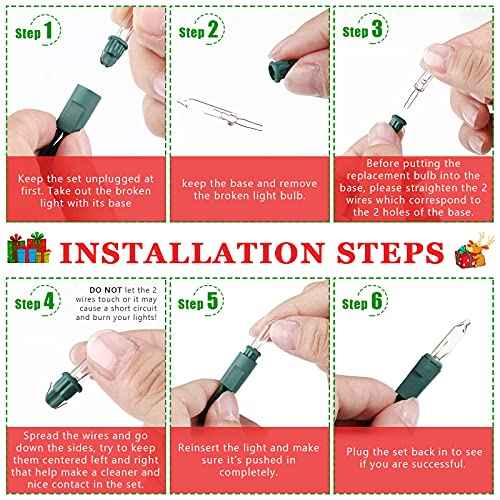 Mudder 100 Pcs Mini Christmas 2.5 Volt Replacement Light Bulbs for Christmas Trees Decorative Light Supplies Indoor Outdoor Xmas Decor, 0.17 Ampere, 0.42 Watt (Clear)