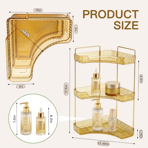 Transparent 3-Tier Makeup Organizer with Brush Holder - Vanity Storage Shelf